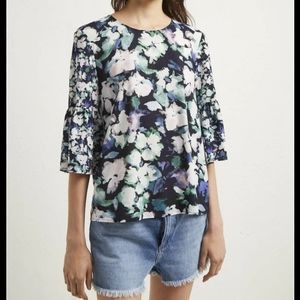 Floral Blouse Fluted Sleeve